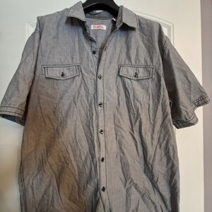 Michael Brandon Gray Shirt with Patterned Collar